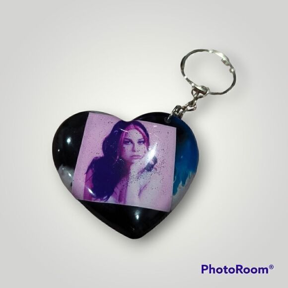 Ellise Blue Ink Heart Keychain (Z169) - Picture 5 of 10